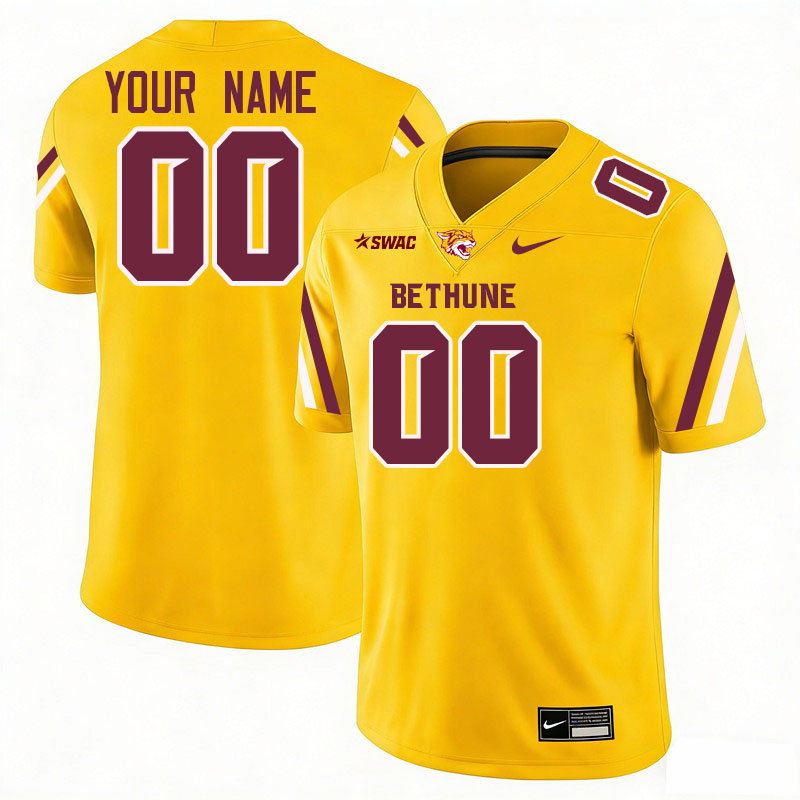 Custom Bethune-Cookman Wildcats Name And Number Football Jerseys-Gold